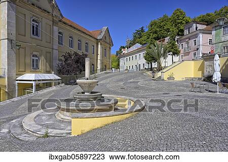 Stock Image - Colorful ancient buildings, old City center, Caldas da Rainha, Estremadura, Portugal, Europe. Fotosearch