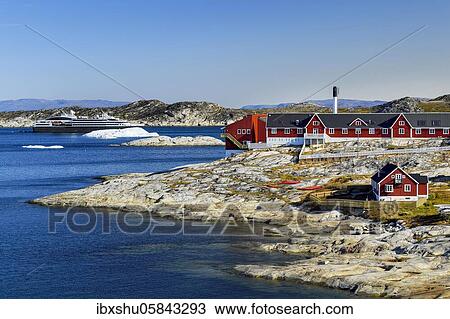 Colourful houses with view into Disko Bay to the cruise ship Ponant, Ilulissat, West Greenland, Greenland, North America View Large Photo Image Stock Image - Colourful houses with view into Disko Bay to the cruise ship Ponant, Ilulissat, West Greenland, Greenland, North America. Fotosearch