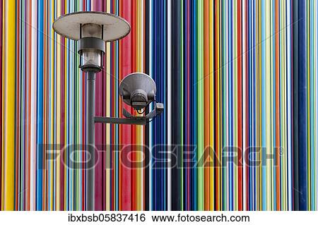Colourful striped sculpture and street lamp, la Défense, Paris, France, Europe View Large Photo Image Stock Photograph - Colourful striped sculpture and street lamp, la Défense, Paris, France, Europe. Fotosearch