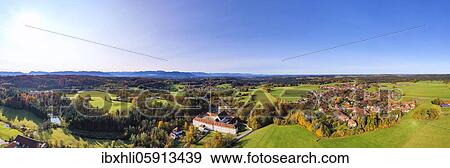 Stock Photo - Community of Dietramszell with Dietramszell Monastery, Tölzer Land, Upper Bavaria, Bavaria, Germany, Europe. Fotosearch