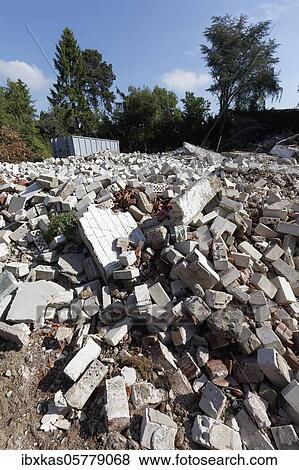 Construction waste from the demolition of a villa, Düsseldorf, North Rhine-Westphalia, Germany, Europe View Large Photo Image Stock Photo - Construction waste from the demolition of a villa, Düsseldorf, North Rhine-Westphalia, Germany, Europe. Fotosearch