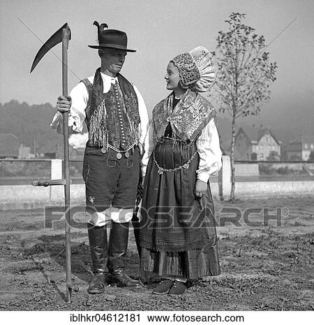 Couple in traditional costumes, Surroundings of Freiburg ca. 1945 to 1955 View Large Photo Image Stock Image - Couple in traditional costumes, Surroundings of Freiburg ca. 1945 to 1955. Fotosearch
