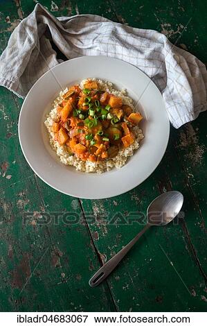 Couscous with sweet potatoes View Large Photo Image Stock Photo - Couscous with sweet potatoes. Fotosearch