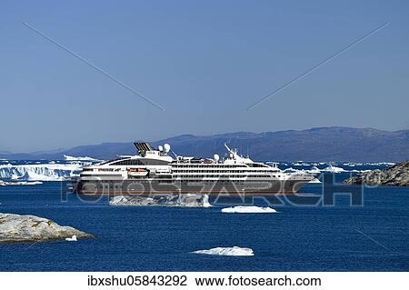 Cruise ship Ponant in Disko Bay, Ilulissat, West Greenland, Greenland, North America View Large Photo Image Stock Image - Cruise ship Ponant in Disko Bay, Ilulissat, West Greenland, Greenland, North America. Fotosearch