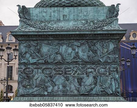 Stock Image - Detail of the Colonne Vendôme victory column at Place Vendôme, Paris, France, Europe. Fotosearch