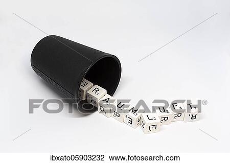 Dice cup with letter cubes, lettering Raumluft, symbolic picture of problem in the corona crisis, Germany, Europe View Large Photo Image Stock Image - Dice cup with letter cubes, lettering Raumluft, symbolic picture of problem in the corona crisis, Germany, Europe. Fotosearch