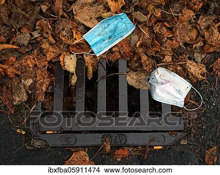 Discarded respirators, street, autumn leaves, Schliersee, Bavaria, Germany, Europe View Large Photo Image Picture - Discarded respirators, street, autumn leaves, Schliersee, Bavaria, Germany, Europe. Fotosearch