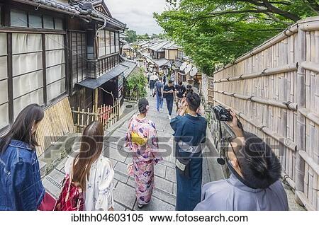 Stock Photography - District, Gion, Honshu Province, in Kyoto, Japan, Asia. Fotosearch