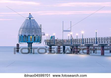 Diving gondola at the sea bridge of Zingst, evening twilight, Fischland-Darß-Zingst peninsula, Mecklenburg-Western Pomerania, Germany, Europe View Large Photo Image Stock Image - Diving gondola at the sea bridge of Zingst, evening twilight, Fischland-Darß-Zingst peninsula, Mecklenburg-Western Pomerania, Germany, Europe. Fotosearch