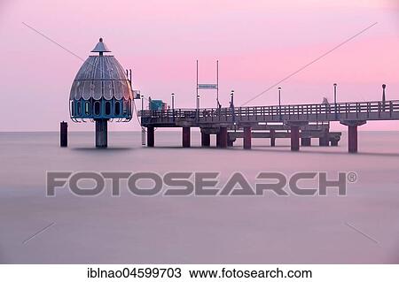 Diving gondola at the sea bridge of Zingst, evening twilight, Fischland-Darß-Zingst peninsula, Mecklenburg-Western Pomerania, Germany, Europe View Large Photo Image Stock Image - Diving gondola at the sea bridge of Zingst, evening twilight, Fischland-Darß-Zingst peninsula, Mecklenburg-Western Pomerania, Germany, Europe. Fotosearch