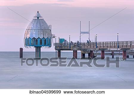 Diving gondola at the sea bridge of Zingst, evening twilight, Fischland-Darß-Zingst peninsula, Mecklenburg-Western Pomerania, Germany, Europe View Large Photo Image Stock Photo - Diving gondola at the sea bridge of Zingst, evening twilight, Fischland-Darß-Zingst peninsula, Mecklenburg-Western Pomerania, Germany, Europe. Fotosearch