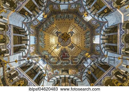 Dome, Octagon with ceiling mosaic in Aachen Cathedral, Aachen, North Rhine-Westphalia, Germany, Europe View Large Photo Image Stock Image - Dome, Octagon with ceiling mosaic in Aachen Cathedral, Aachen, North Rhine-Westphalia, Germany, Europe. Fotosearch