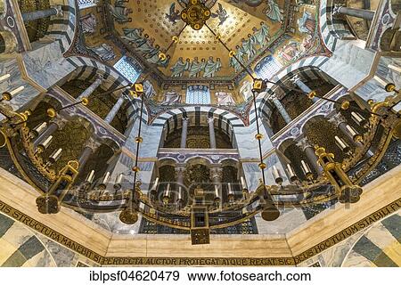 Dome, Octagon with ceiling mosaic in Aachen Cathedral, Aachen, North Rhine-Westphalia, Germany, Europe View Large Photo Image Stock Photo - Dome, Octagon with ceiling mosaic in Aachen Cathedral, Aachen, North Rhine-Westphalia, Germany, Europe. Fotosearch