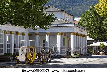 Drinking hall in the pedestrian zone, Bad Ischl, Salzkammergut, Upper Austria, Austria, Europe View Large Photo Image Stock Photo - Drinking hall in the pedestrian zone, Bad Ischl, Salzkammergut, Upper Austria, Austria, Europe. Fotosearch