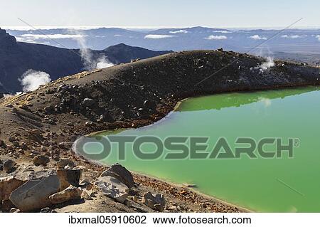 Stock Image - Emerald Lake, Tongariro Alpine Crossing, Tongariro National Park, UNESCO World Heritage, North Island, New Zealand, Oceania. Fotosearch