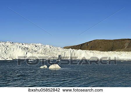 Stock Image - Eqi Glacier, Disko Bay, West Greenland, Greenland, North America. Fotosearch
