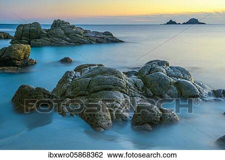 Evening mood, coastal landscape, rocky coast at Porth Nanven, St. Just, Cornwall, England, Great Britain View Large Photo Image Stock Image - Evening mood, coastal landscape, rocky coast at Porth Nanven, St. Just, Cornwall, England, Great Britain. Fotosearch