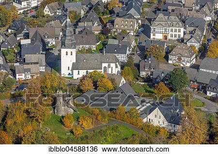 Eversberg, half-timbered village, castle ruin Eversberg, St. John the Evangelist Church, Meschede, Autumn Mood, Sauerland, North Rhine-Westphalia, Germany, Europe View Large Photo Image Stock Photograph - Eversberg, half-timbered village, castle ruin Eversberg, St. John the Evangelist Church, Meschede, Autumn Mood, Sauerland, North Rhine-Westphalia, Germany, Europe. Fotosearch