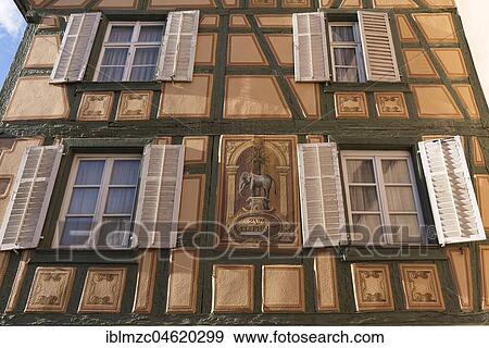 Facade of Hotel Zum Elefant, historical half-timbered house from the 15th century, Ribeauvillé, Alsace, France, Europe View Large Photo Image Stock Photo - Facade of Hotel Zum Elefant, historical half-timbered house from the 15th century, Ribeauvillé, Alsace, France, Europe. Fotosearch