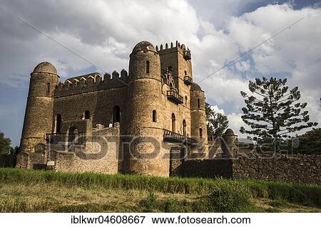 Stock Photo - Fasil Ghebbi Gondar Gonder castle, Ethiopia, Africa. Fotosearch