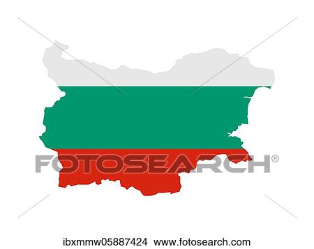 Picture - Flag in form form of the geographical country, Bulgaria, Eastern Europe, Europe. Fotosearch