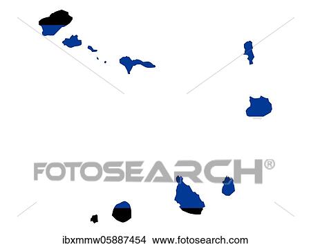 Picture - Flag in form form of the geographical country, Cabo Verde, Sub-Saharan Africa, Western Africa, Africa. Fotosearch
