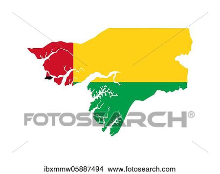 Picture - Flag in form form of the geographical country, Guinea-Bissau, Sub-Saharan Africa, Western Africa, Africa. Fotosearch