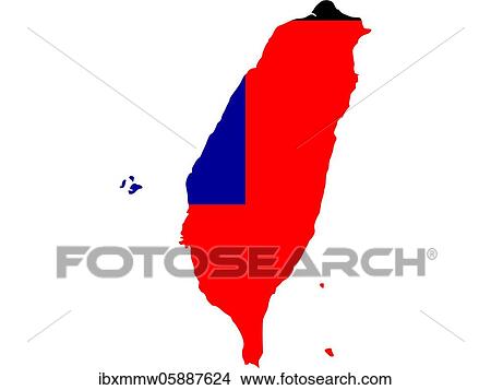 Picture - Flag in form form of the geographical country, Taiwan, Province of China, Eastern Asia, Asia. Fotosearch