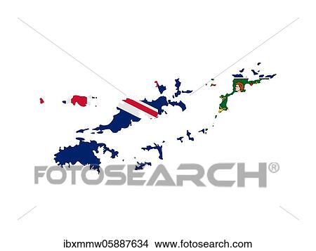 Picture - Flag in form form of the geographical country, British Virgin Islands, Latin America and the Caribbean, Caribbean, Americas, North America. Fotosearch