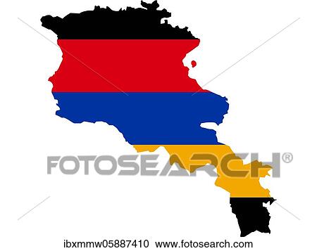 Stock Image - Flag in form form of the geographical country Armenia. Fotosearch
