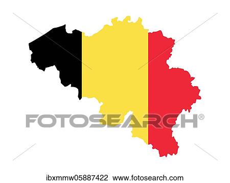 Stock Image - Flag in form form of the geographical country, Belgium, Western Europe, Europe. Fotosearch
