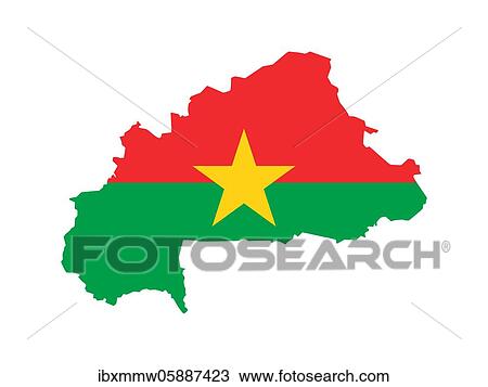 Stock Image - Flag in form form of the geographical country, Burkina Faso, Sub-Saharan Africa, Western Africa, Africa. Fotosearch