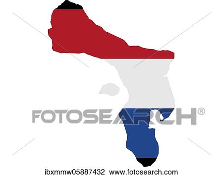 Stock Image - Flag in form form of the geographical country, Bonaire, Sint Eustatius and Saba, Latin America and the Caribbean, Caribbean, Americas. Fotosearch