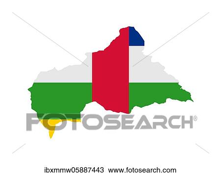 Stock Image - Flag in form form of the geographical country, Central African Republic, Sub-Saharan Africa, Middle Africa, Africa. Fotosearch