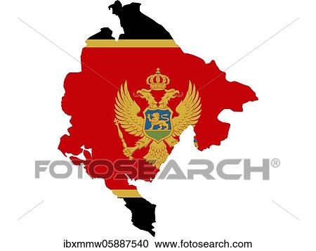 Stock Image - Flag in form form of the geographical country, Monte, Southern Europe, Europe. Fotosearch