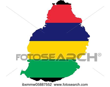Stock Image - Flag in form form of the geographical country, Mauritius, Sub-Saharan Africa, Eastern Africa, Africa. Fotosearch