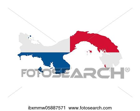Stock Image - Flag in form form of the geographical country, Panama, Latin America and the Caribbean, Central America, Americas, Central America. Fotosearch