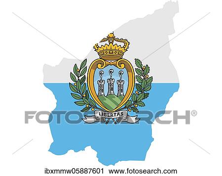 Stock Image - Flag in form form of the geographical country, San Marino, Southern Europe, Europe. Fotosearch