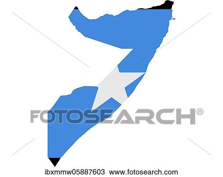 Stock Image - Flag in form form of the geographical country, Somalia, Sub-Saharan Africa, Eastern Africa, Africa. Fotosearch