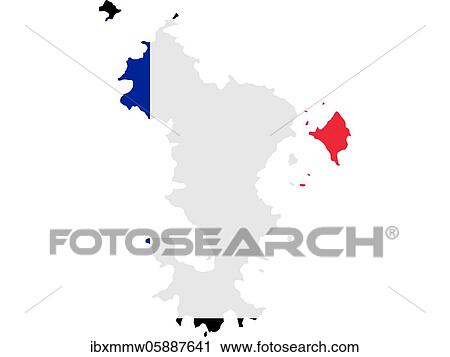 Stock Image - Flag in form form of the geographical country, Mayotte, Sub-Saharan Africa, Eastern Africa, Africa. Fotosearch