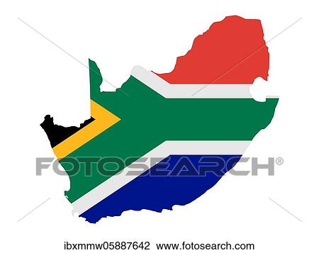 Stock Image - Flag in form form of the geographical country, South Africa, Sub-Saharan Africa, Southern Africa, Africa. Fotosearch
