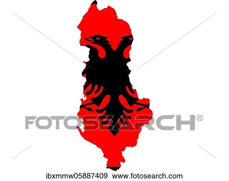 Flag in form form of the geographical country, Albania, Southern Europe, Europe View Large Photo Image Stock Photo - Flag in form form of the geographical country, Albania, Southern Europe, Europe. Fotosearch