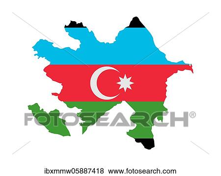 Stock Photo - Flag in form form of the geographical country, Azerbaijan, Western Asia, Asia. Fotosearch
