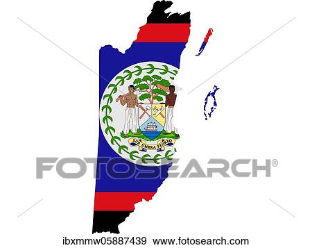 Stock Photo - Flag in form form of the geographical country, Belize, Latin America and the Caribbean, Central America, Americas, Central America. Fotosearch