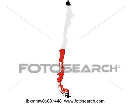 Stock Photo - Flag in form form of the geographical country, Chile, Latin America and the Caribbean, South America, Americas, South America. Fotosearch