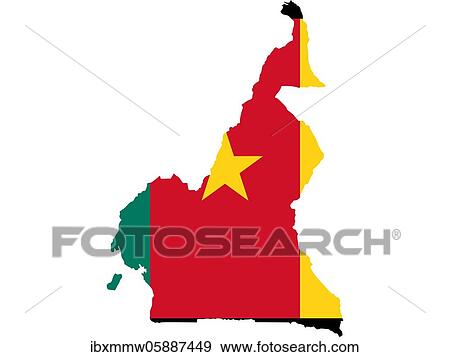 Stock Photo - Flag in form form of the geographical country, Cameroon, Sub-Saharan Africa, Middle Africa, Africa. Fotosearch