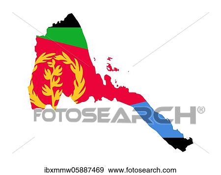 Stock Photo - Flag in form form of the geographical country, Eritrea, Sub-Saharan Africa, Eastern Africa, Africa. Fotosearch