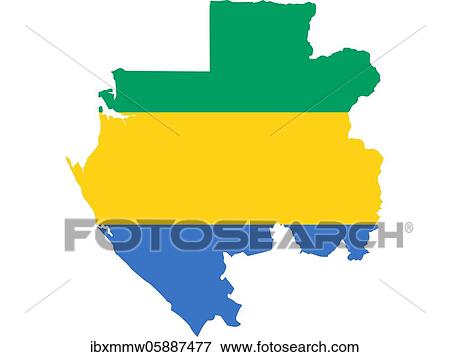 Stock Photo - Flag in form form of the geographical country, Gabon, Sub-Saharan Africa, Middle Africa, Africa. Fotosearch