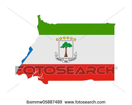 Stock Photo - Flag in form form of the geographical country, Equatorial Guinea, Sub-Saharan Africa, Middle Africa, Africa. Fotosearch