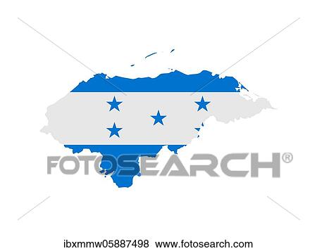 Stock Photo - Flag in form form of the geographical country, Honduras, Latin America and the Caribbean, Central America, Americas, Central America. Fotosearch